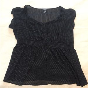 Torrid Sheer Babydoll Top, black w.pink dots Sz 2